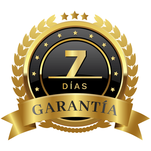 Sello dorado y negro de garantía de siete días